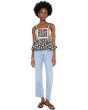 Mixed Print Peplum Top