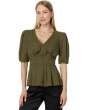 Burdur Stitch Detail Puff Sleeve Top