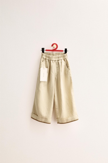 Zara БРЮКИ TIMELESS ИЗ ЛЬНА С КОНТРАСТНЫМ ПОДОЛОМ 520673525-725-18