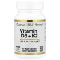 California Gold Nutrition, витамины D3 и K2 в форме MK-7, 60 растительных капсул