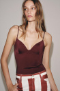 Zara ТОП ИЗ ПОЛИАМИДНОЙ СМЕСИ ГРАНАТОВО-КРАСНОГО ЦВЕТА