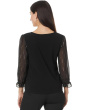 3/4 Sleeve Mixed Media Knit Top