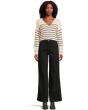 Stripe V-Neck Cozy Cotton Wedged Pullover