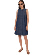 Petite Lightweight Organic Cotton Denim Mandarin Collar Dress