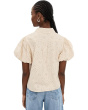 Collared Eyelet Embroidery Bubble Sleeve Top