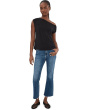 Petite Short Sleeve Asymmetric Off-Shoulder Knit Top