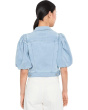 Puff Sleeve Cropped Denim Trucker Jacket