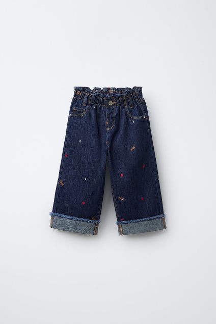 Zara ДЖИНСЫ-КЮЛОТЫ С ВЫШИВКОЙ ДЛЯ СОБАК 495689396-400-18