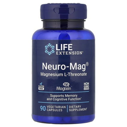 Life Extension, Neuro-Mag®, L-треонат магния, 90 вегетарианских капсул (48 мг в 1 капсуле)