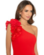 One Shoulder Ruffle Scuba Crepe