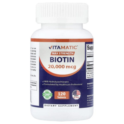 Vitamatic, биотин с гидролизованным кератином, 120 таблеток