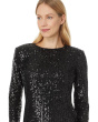 L/S Fitted Crew Neck Boxy Shoulder Dress 060