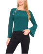 Pearl Bow Applique Long Sleeve Knit Top