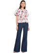 Puff Sleeve Shirred Crew Neck Top