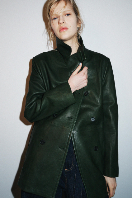 Zara КОЖАНЫЙ ДВУБОРТНЫЙ ПИДЖАК ZW COLLECTION LIMITED EDITION 502193340-501-1