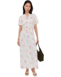 Split Neck Puff Sleeve Maxi Dress