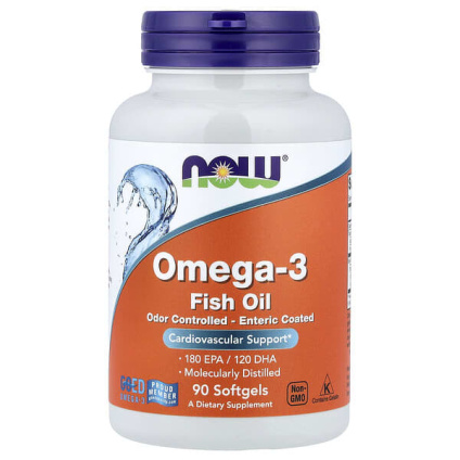 NOW Foods, рыбий жир с омега-3, 90 капсул