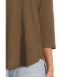 3/4 Sleeve V-Neck Tee with Curved Hem