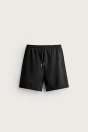 Zara ШОРТЫ-БЕРМУДЫ ДЛЯ БЕГА С РАССЛАБЛЕННОЙ ПОСАДКОЙ ИЗ ЧЕРНОГО ПЕРЕПЛЕТЕННОГО МАТЕРИАЛА