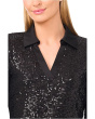 Long Sleeve Sequin Polo Top