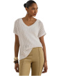 Petite Cotton-Blend Mesh Short Sleeve Sweater