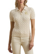 Cable-Knit Cotton Polo Sweater
