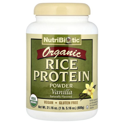 NutriBiotic, Органический рисовый протеин в порошке, ваниль, 600 г (1 фунт)