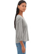 3/4 Shirred Sleeve Open Crew Neck Tee
