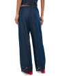Denim Embroidered-Hem Pull-On Pants