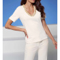Ashley Brooke Дизайнерская рубашка м. Золотая декоративная цепочка, экрю
