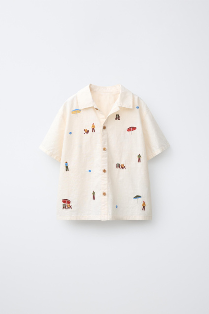Zara РУБАШКА С ВЫШИВКОЙ 505365679-712-18