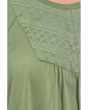 Petite Flutter Sleeve Woven To Knit Top with Embroidery