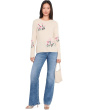 Flower Embroidery Long Sleeve Crew Neck Sweater