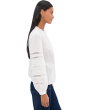 High-Neck Lace-Insert Pintuck Top