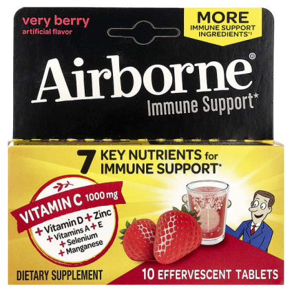 AirBorne, добавка для поддержки иммунитета, ягодный вкус, 10 шипучих таблеток
