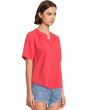 Short Sleeve Ruffle Neck Henley Top