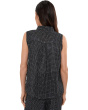 Petite Puckered Organic Linen Grid Classic Collar Shirt