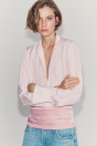 Zara Шелковая РУБАШКА ZW COLLECTION Пастельно-розового ЦВЕТА