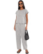 Striped Organic Linen Sheen Ankle Lantern Pants