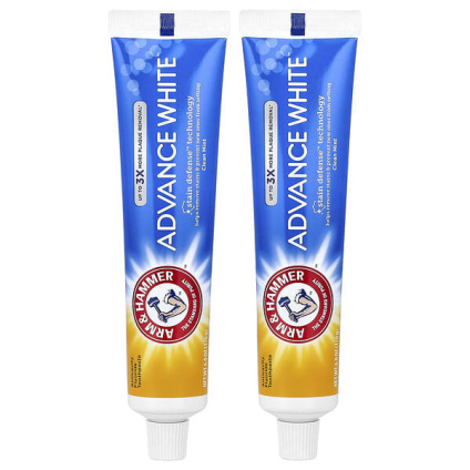 Arm & Hammer, Advance White™, зубная паста с фторидом против кариеса, чистая мята, двойная упаковка, 170 г (6 унций) каждая