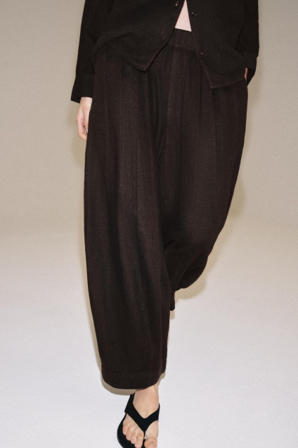 Zara БРЮКИ-БОЧКИ ИЗ ЛЬНА ZW COLLECTION 511134207-700-1