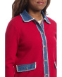 Stitch Perfect - Button Closure - Sweater Jacket with Denim Trim detail