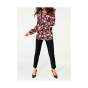 Designer-Druckbluse, grau-koralle