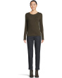 Sheer Knit Round Neck Slim Long Sleeve Tee