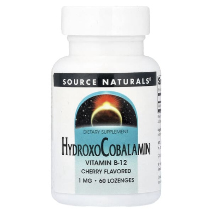 Source Naturals, гидроксикобаламин, вишня, 1 мг, 60 пастилок