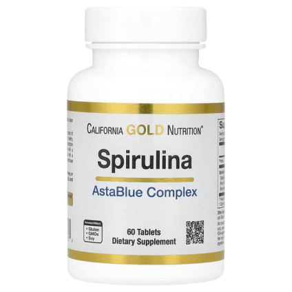 California Gold Nutrition, спирулина, органический комплекс AstaBlue, 60 таблеток