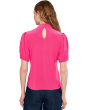 Short Sleeve Tie Neck Bow Knit Top