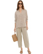 Puckered Organic Linen Stripe Mandarin Collar Shirt