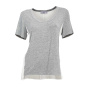 Designer-Shirt m. Chiffon, grau-offwhite