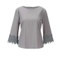 Bluse m. Spitze, grau
